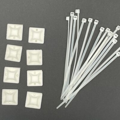 Montagematerial, 8 Klebesockel und 15 Kabelbinder